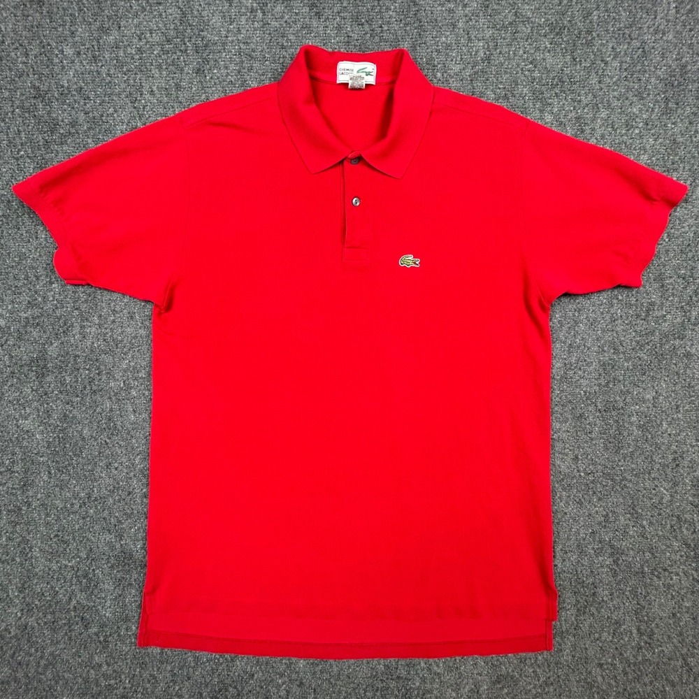 VTG Chemise Lacoste Polo Shirt Mens L Red USA Made Cotton Pique Preppy 80's 90's